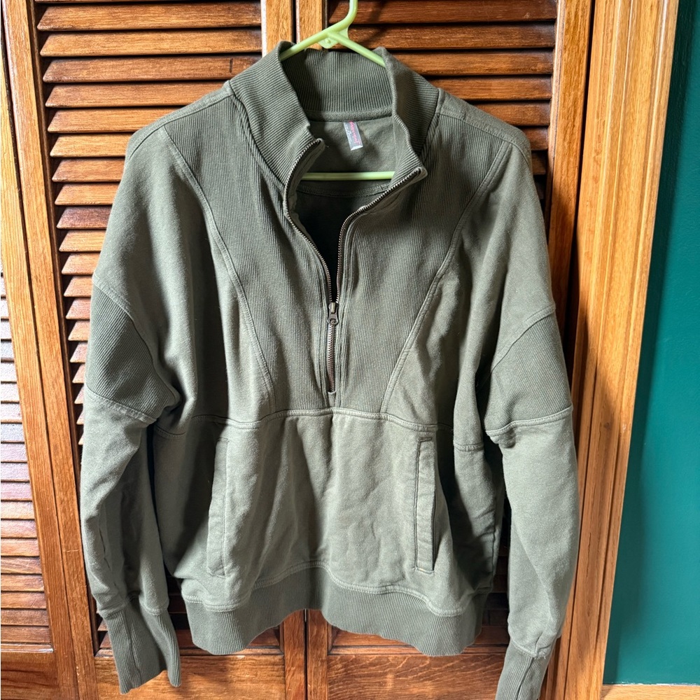 Women’s Olive Green Half-Zip Pullover
